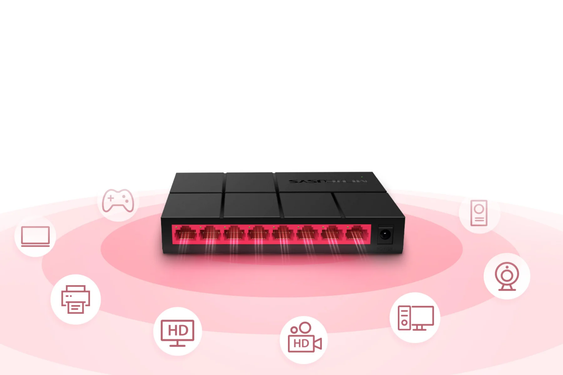 Stolný prepínač Mercusys MS108G gigabitove porty