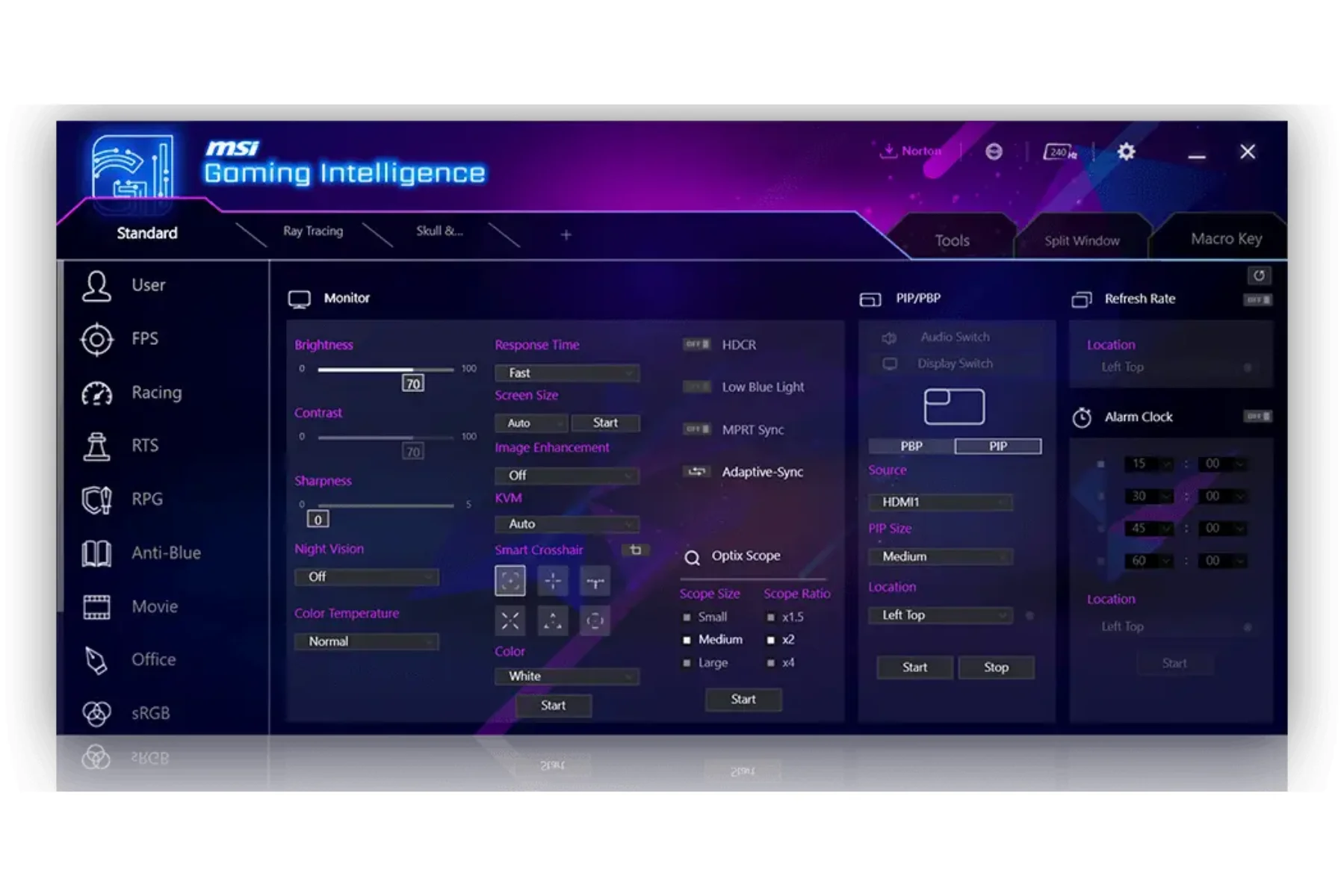 Monitor MSI MPG 272URX QD-OLED gaming intelligence