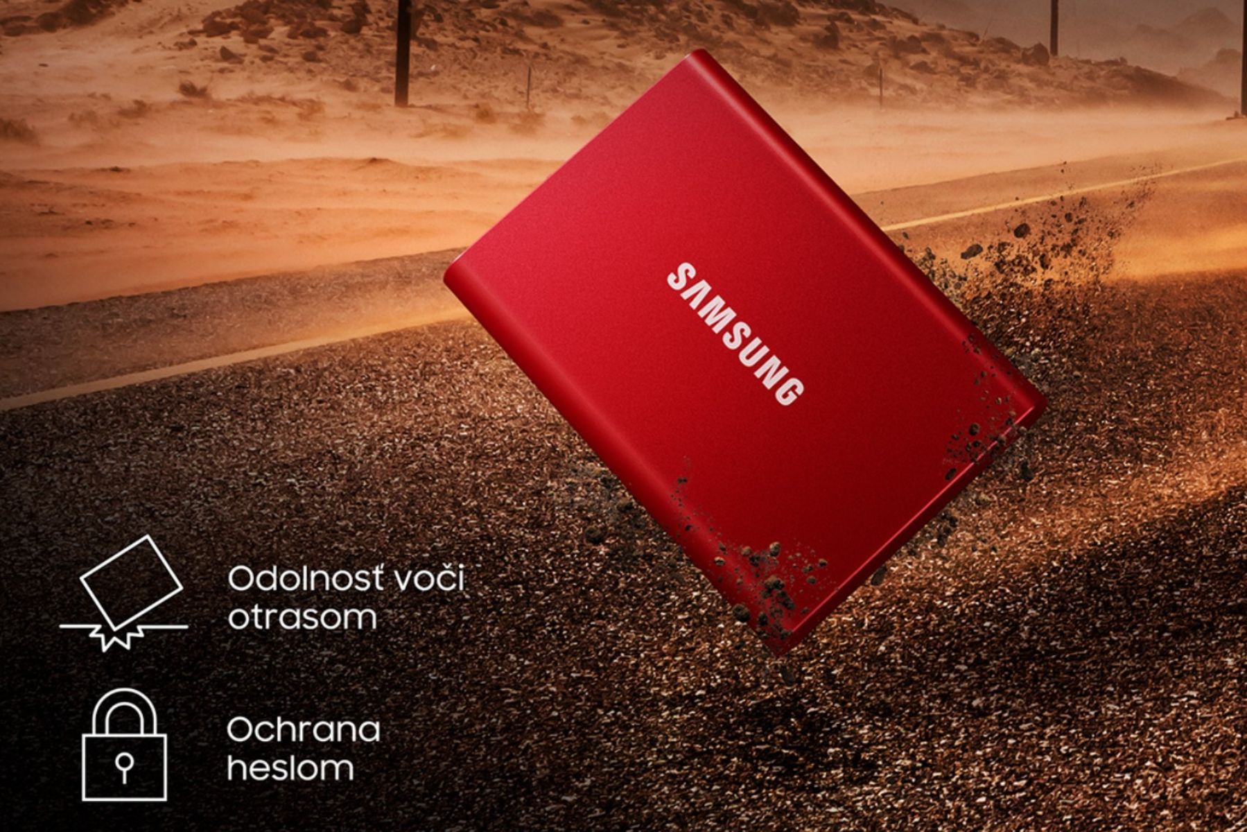 Externý disk Samsung T7 Odolné a zabezpečené prevedenie