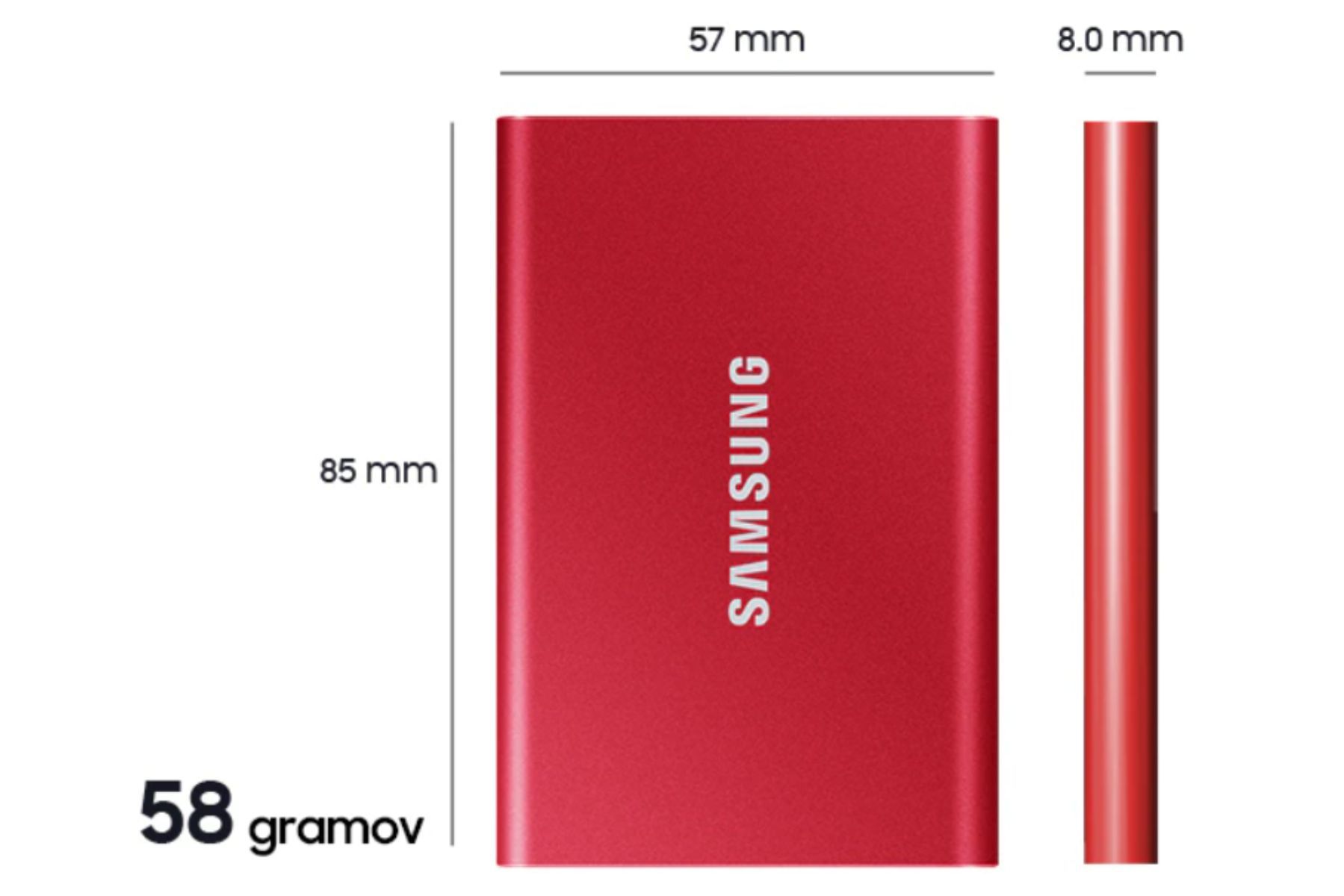 Externý disk Samsung T7 Štýlovo tenký a kompaktný