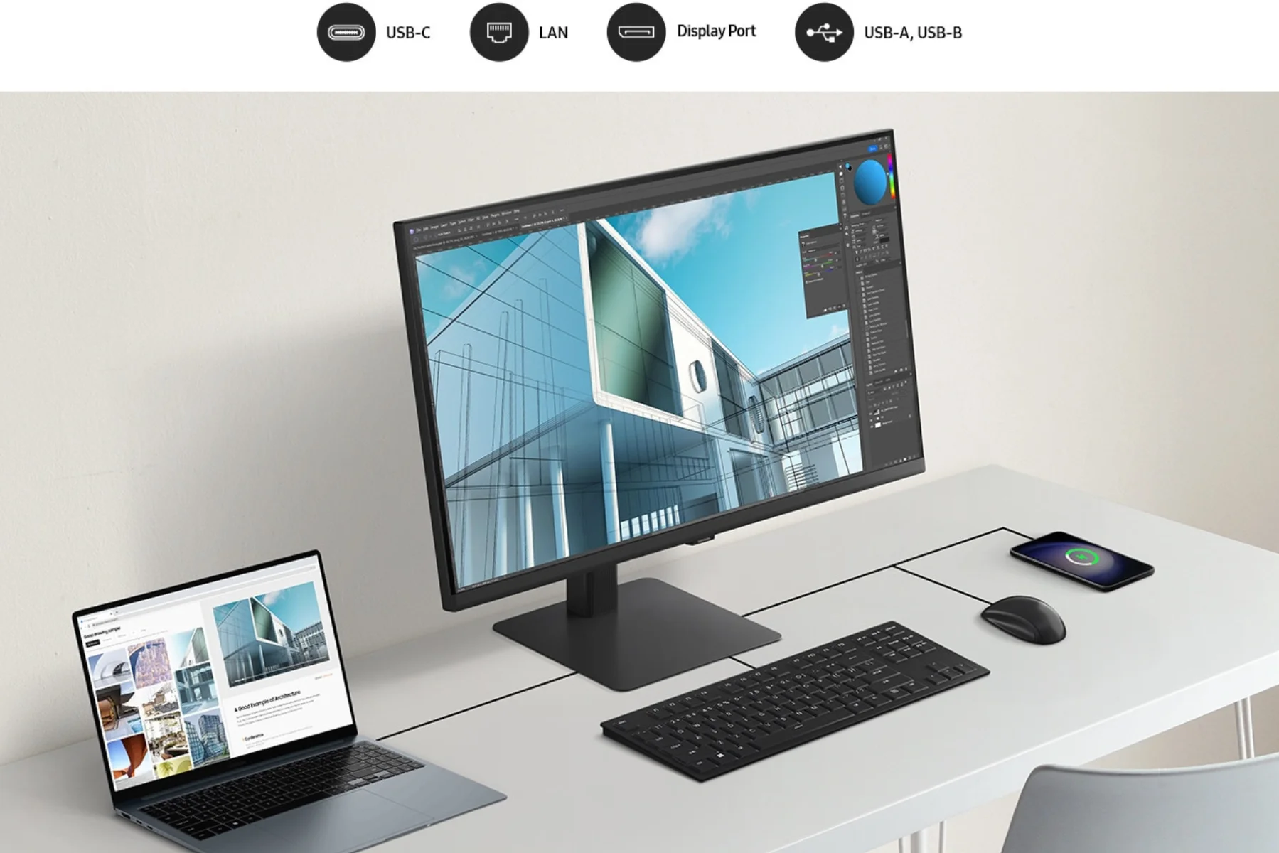 Monitor Samsung ViewFinity LS24D600UAUXEN moznosti pripojenia