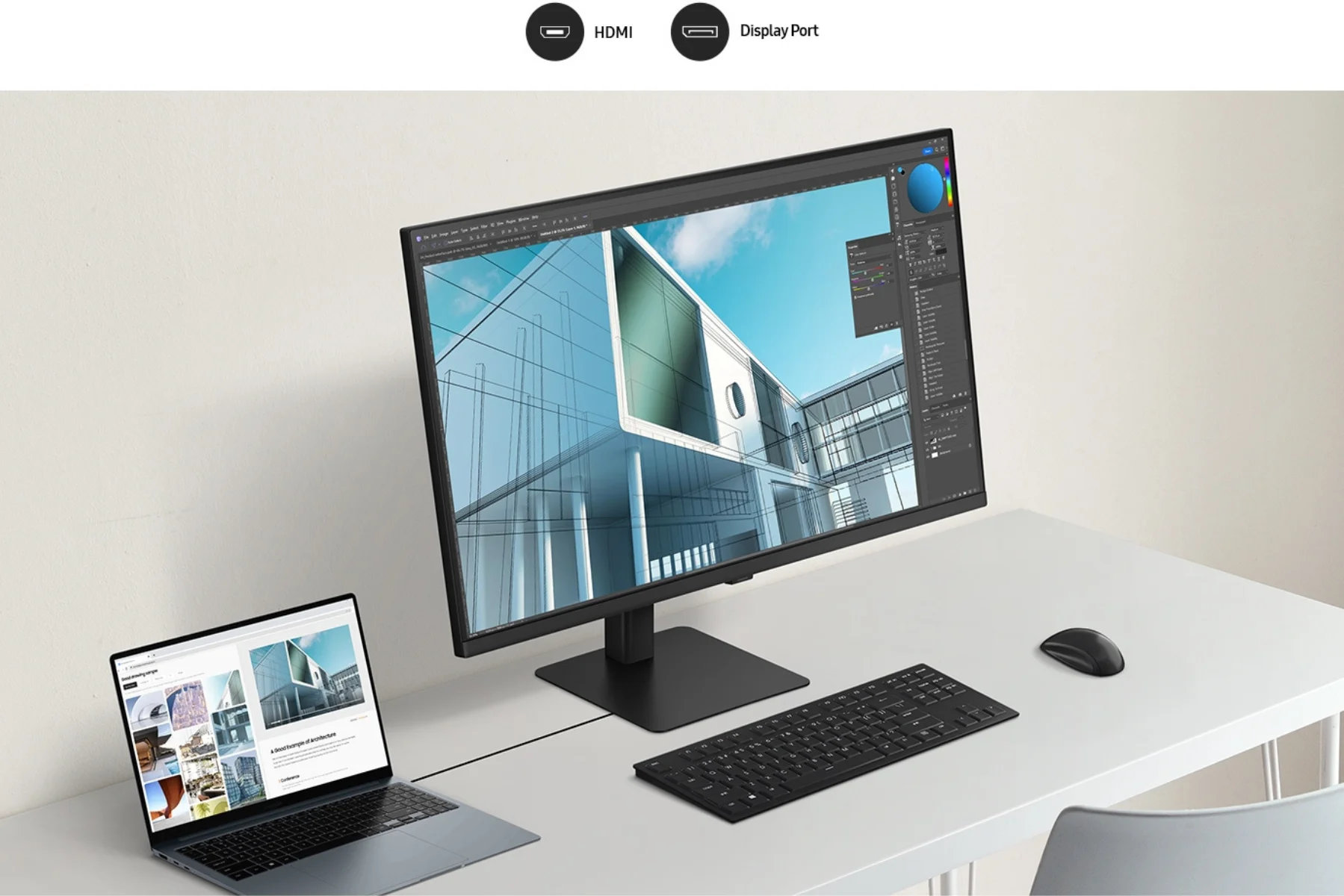 Monitor Samsung ViewFinity LS32D700EAUXEN moznosti pripojenia