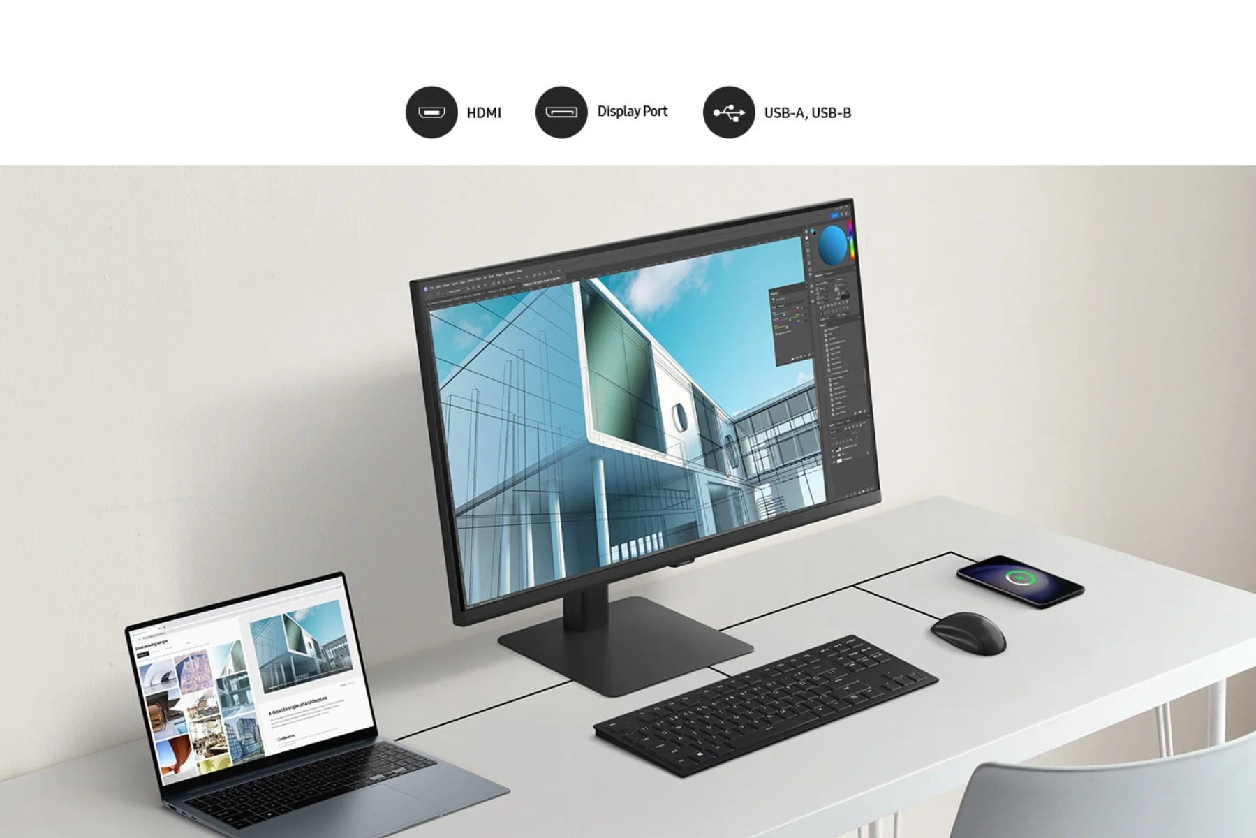 Monitor Samsung ViewFinity LS32D800EAUXEN moznosti pripojenia