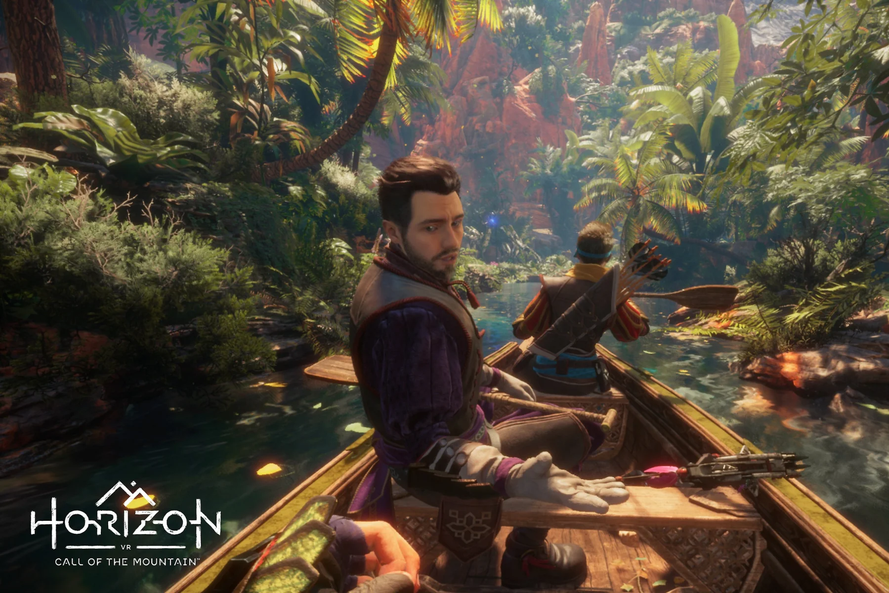 Náhlavná súprava Sony PlayStation VR2 s hrou Horizon Call of the Mountain dej hry