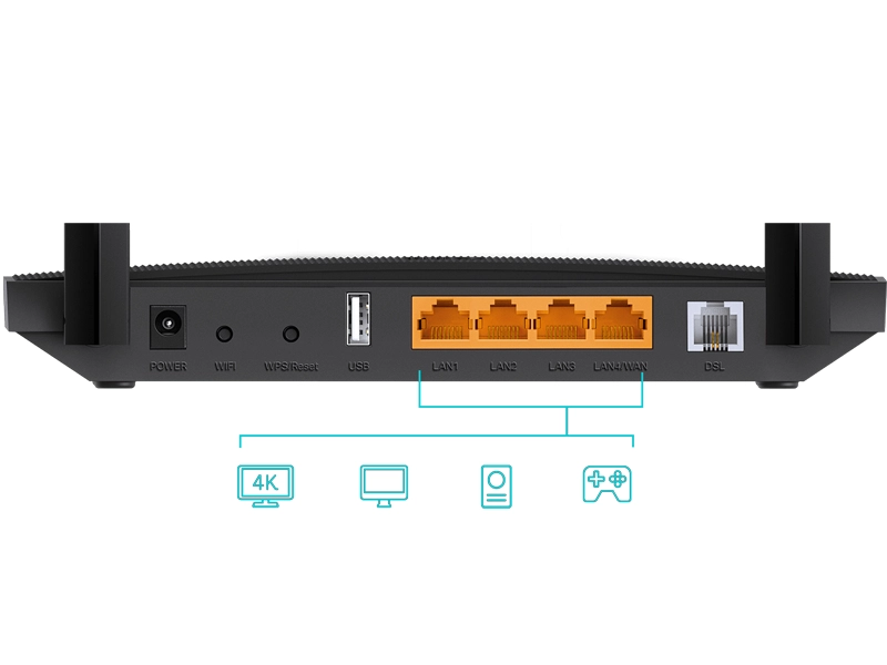 Tp-Link_Archer_VR400_AC1200 gigabitové porty