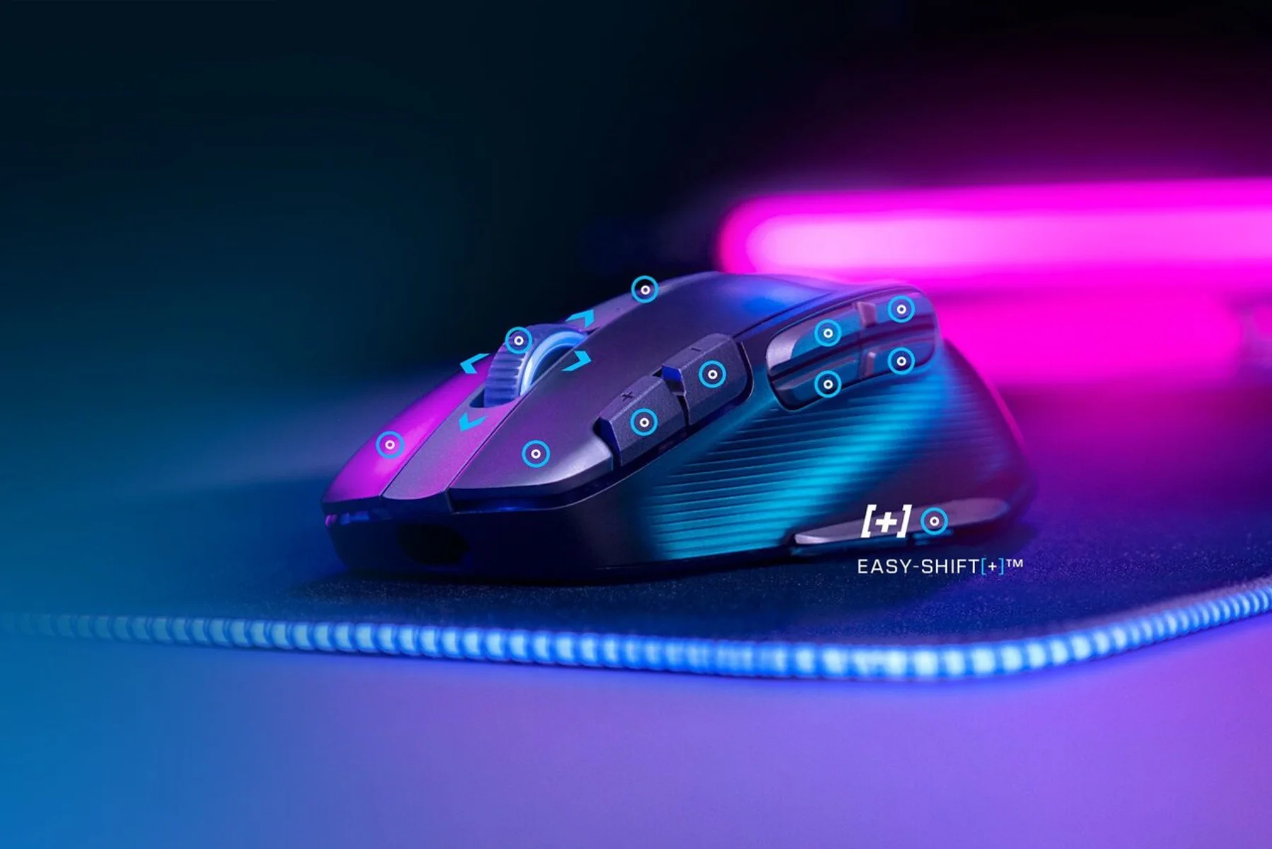 Herná myš Turtle Beach KONE XP Air Black + RGB nabíjacia stanica Rapid ergonomicky tvar