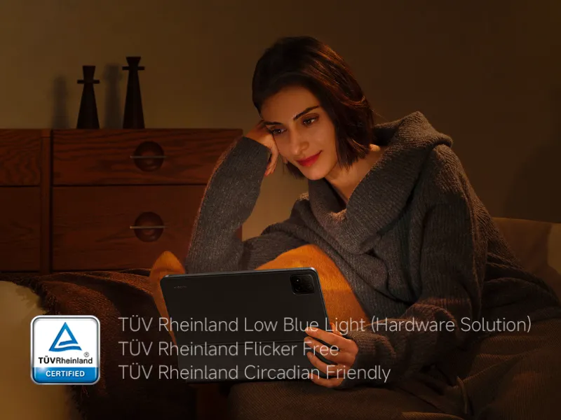 Vďaka 3 certifikátom TÜV Rheinland máte istotu, že displej tabletu Xiaomi Pad 7 8/256GB Green sa postará o pohodu vášho zraku.