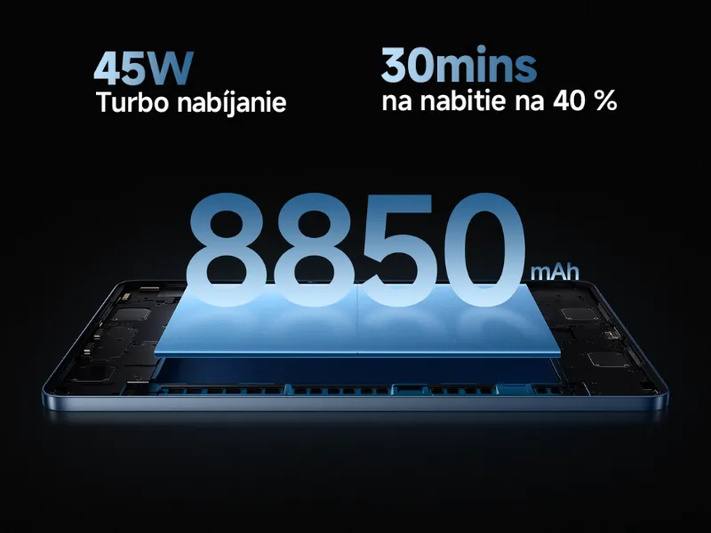 Nadštandardná 8850 mAh batéria tabletu Xiaomi Pad 7 8/128GB Green zabezpečí dostatok energie na prácu aj vašu zábavu.