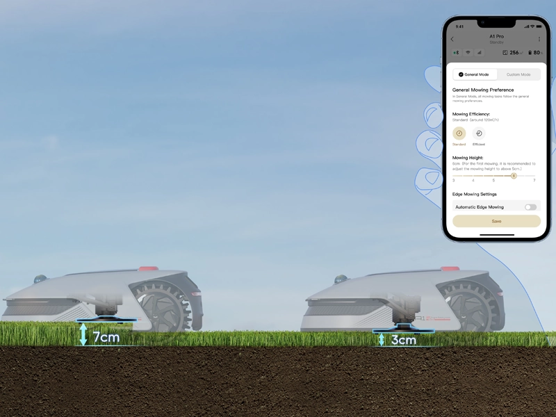 Dreame_A1_pro_nastavenie výšky kosenia