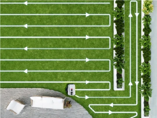Kosačka Goat A1600 LiDAR PRO vďaka inteligentn&eacute;mu pl&aacute;novaniu trasy kos&iacute; systematicky, č&iacute;m zaisťuje dokonale pokosen&yacute; tr&aacute;vnik.