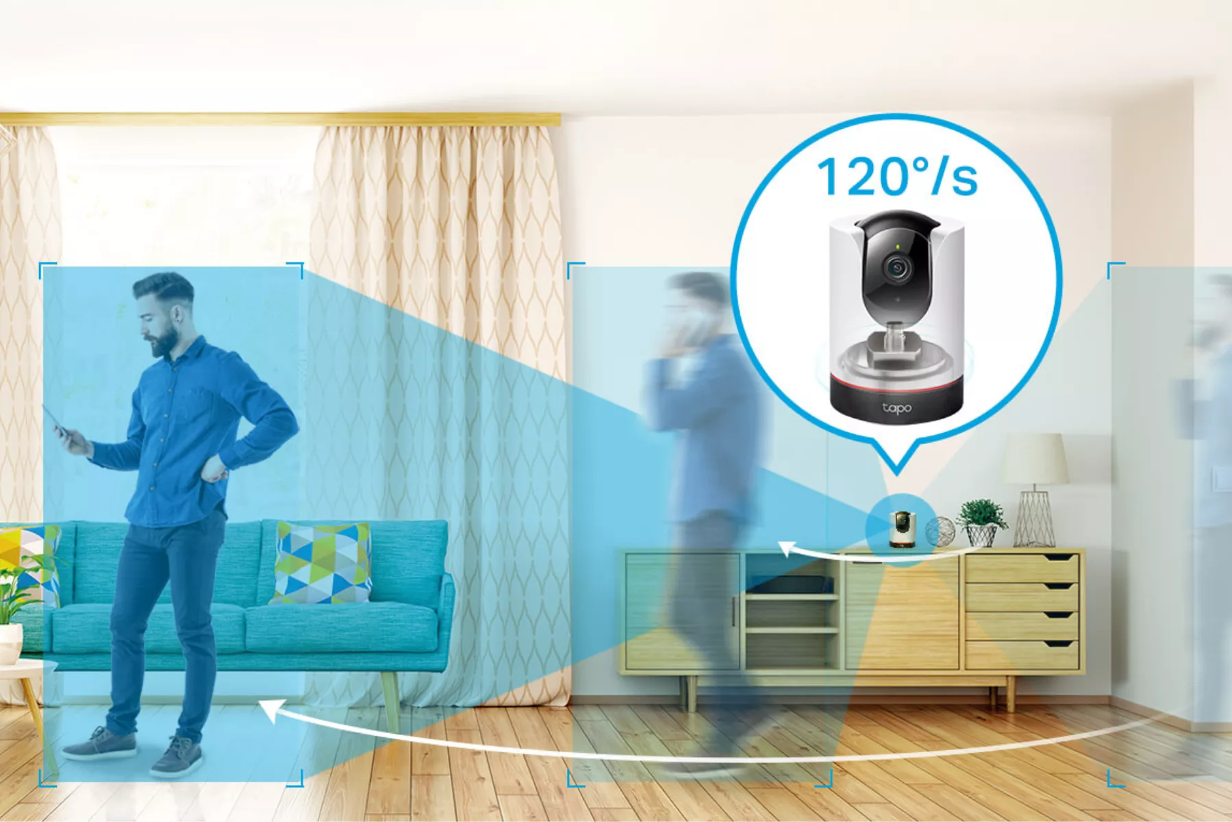 Dom&aacute;ca bezpečnostn&aacute; Wi-Fi kamera Tp-Link Tapo C225 sledovanie pohybu