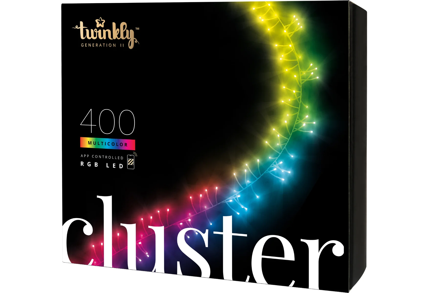 Vonkajšie dekoratívne osvetlenie Twinkly Cluster Gen II RGB – LED reťaz ježko hlasove ovladania