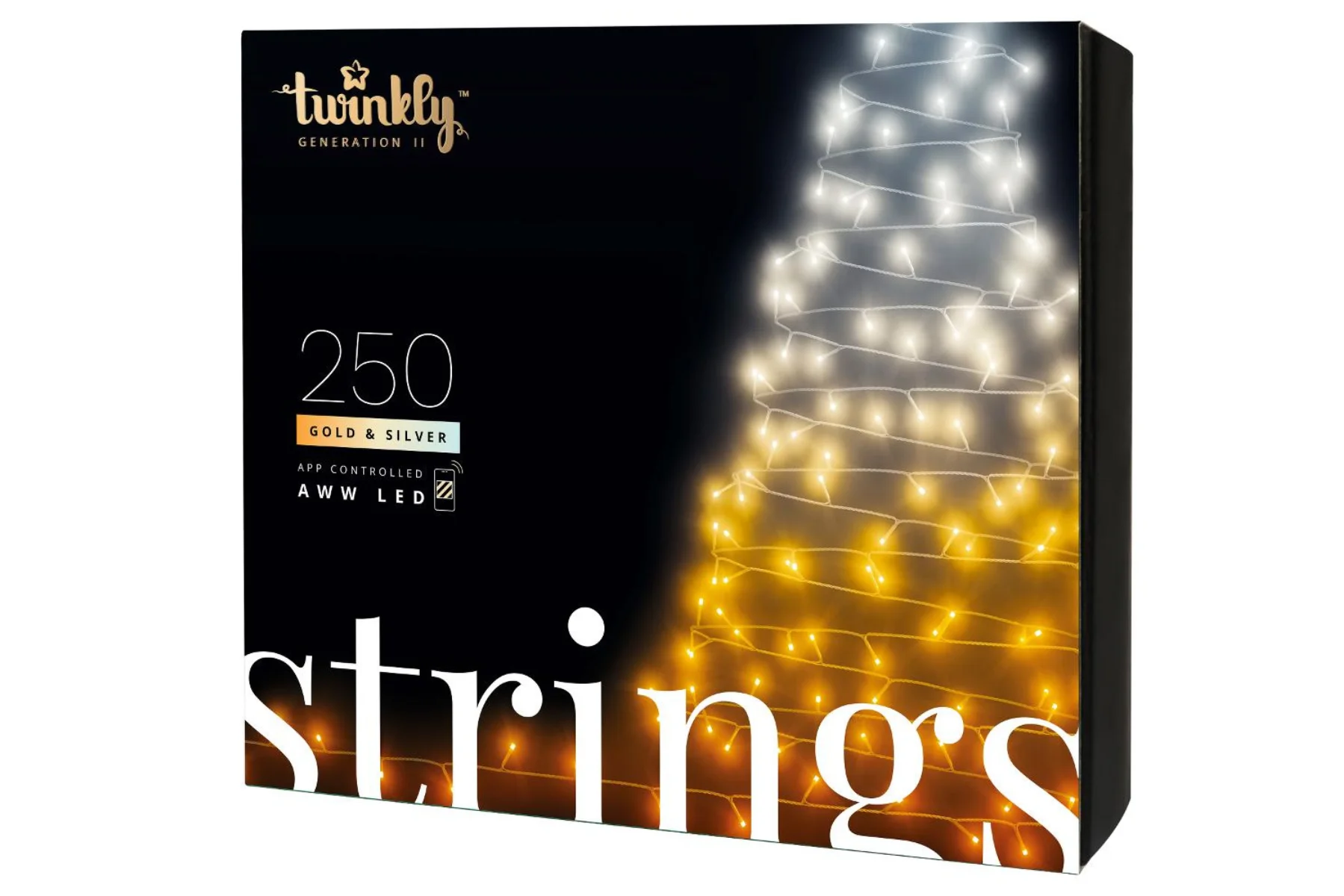 Vonkajšie dekoratívne osvetlenie Twinkly Strings Gen II AWW – LED reťaz hlasove ovladanie