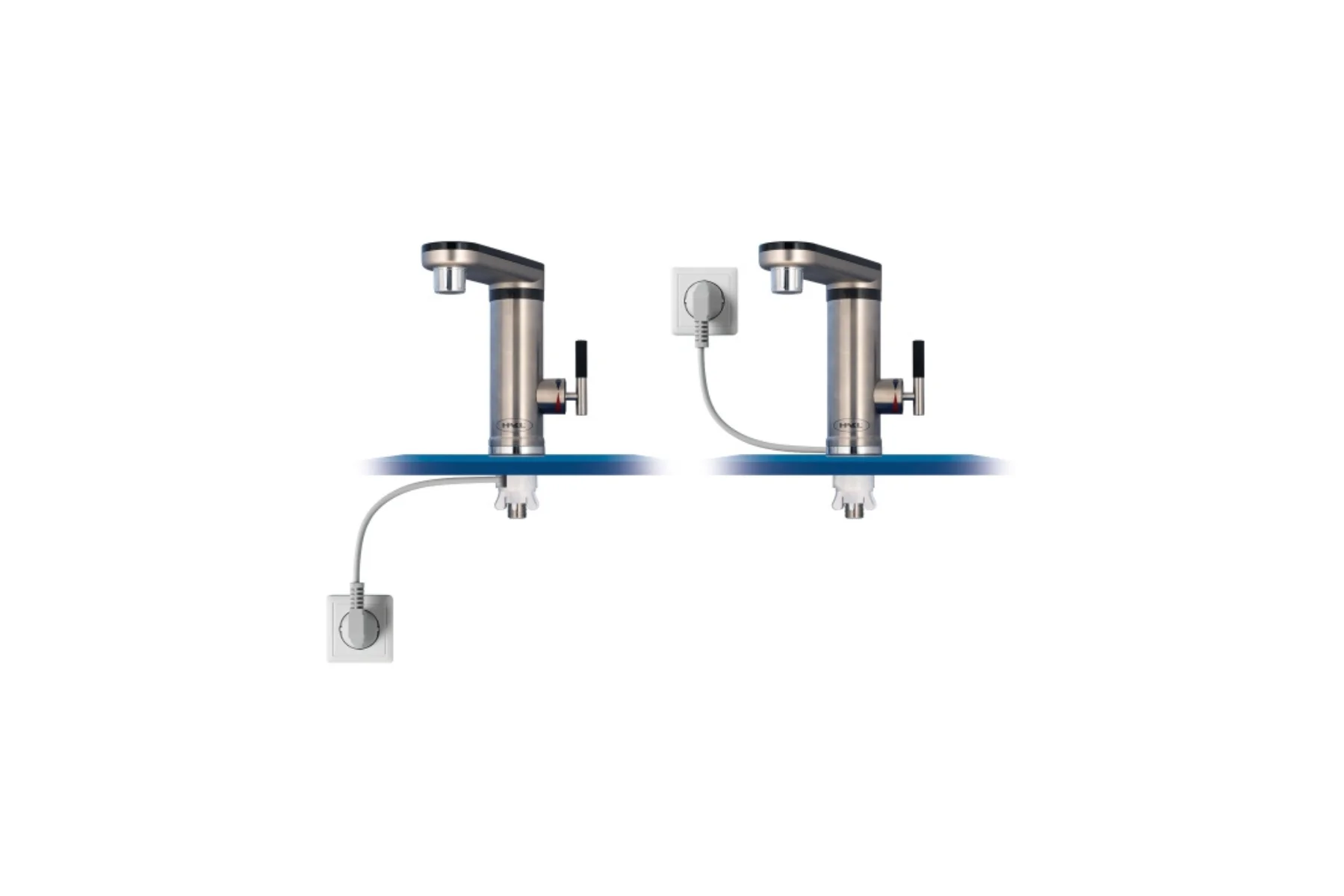 Elektrická priamoohrevná vodovodná batéria Hakl HAOB700 pripojenie nad pod drez