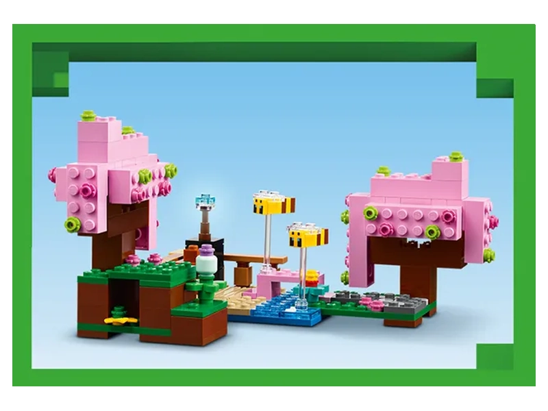 Stavebnica LEGO MINECRAFT Záhrada s rozkvitnutými čerešňami.