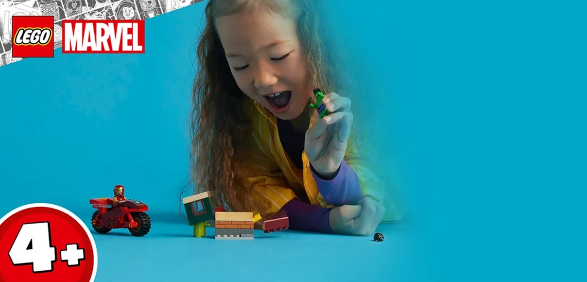 HERO LEGO MARVEL 76287 4 plus Iron Man s motorkou a Hulk.