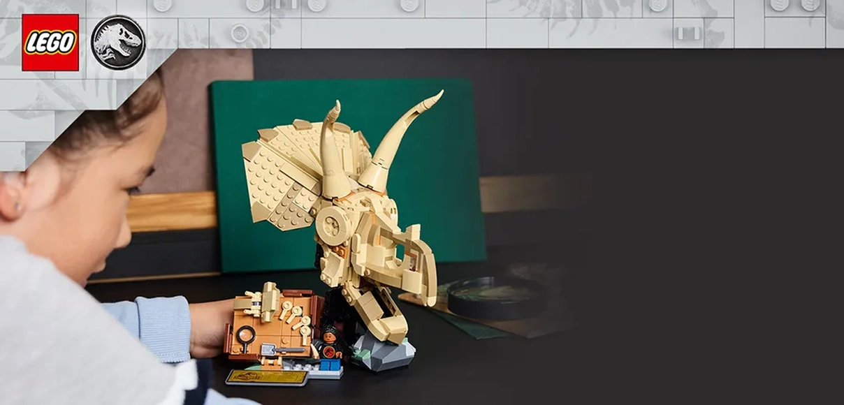 Hero LEGO&reg; Jurassic World 76969 Dinosaurie fos&iacute;lie: Lebka triceratopsa.