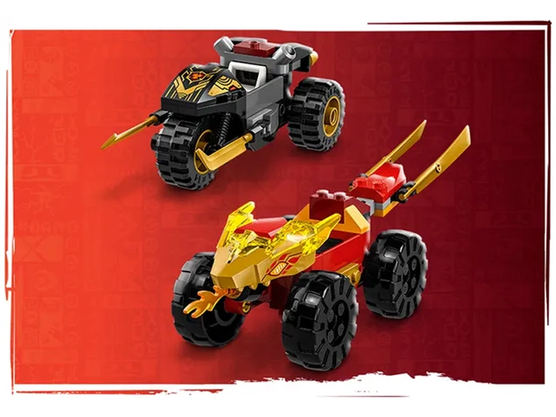 Lego Ninjago Kai a Ras v súboji auta s motorkou 71789.