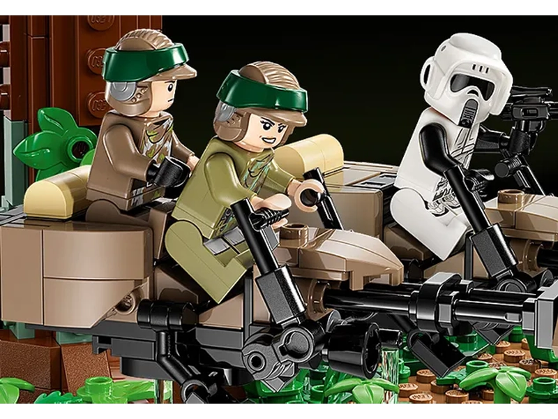 Lego Star Wars minifigúrky Luke Skywalker, Princezná Leia a prieskumný vojak.