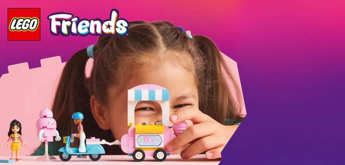 HERO LEGO® Friends 42643 Stánok s cukrovou vatou a skúter.