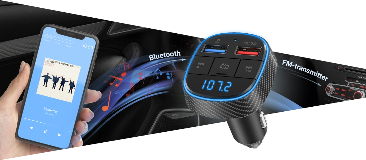 Pripojte svoj smartfón pomocou Bluetooth® k transmitteru NAVITEL BHF02 BASE a spustite svoju hudobnú párty bez jediného prerušenia otravnou reklamou.
