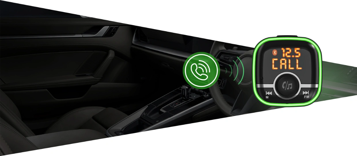 Integrovaný mikrofón mení transmitter BHF04 MAX na šikovnú hands-free súpravu.