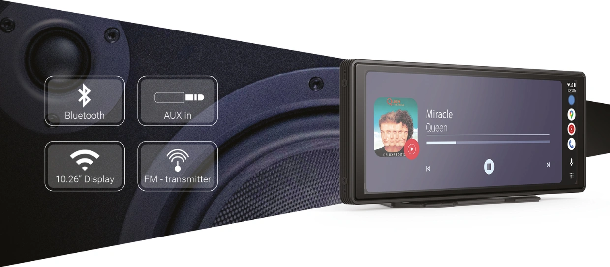 Car smart device NAVITEL DS1020, ktorý vás vďaka podpore handsfree hovorov ušetrí od pokút.