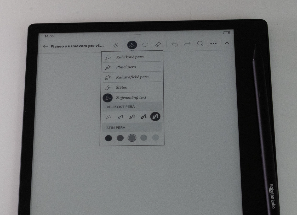 Kobo Elipsa 2E možnosti pera