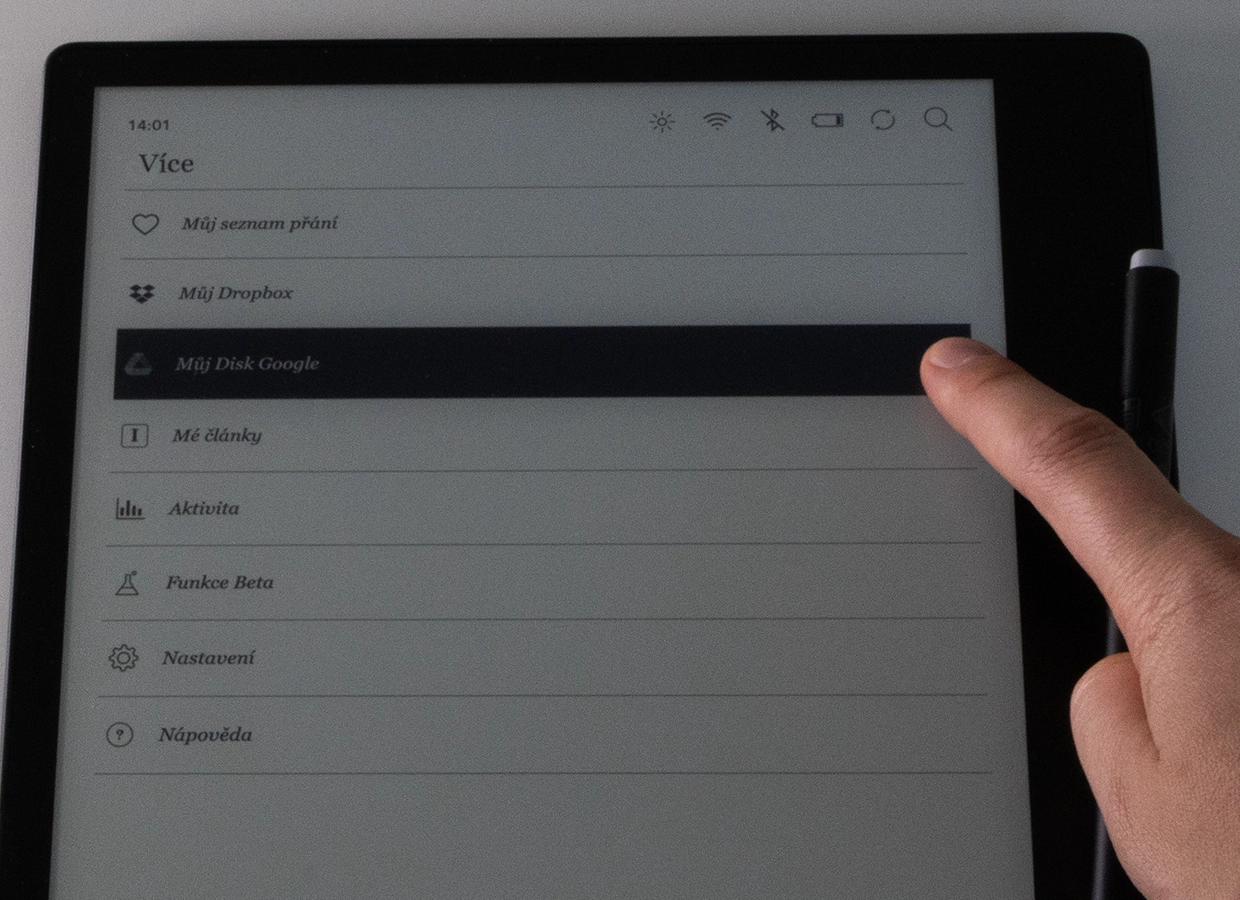 Kobo Elipsa 2E vlastný obsah Google Drive a Dropbox