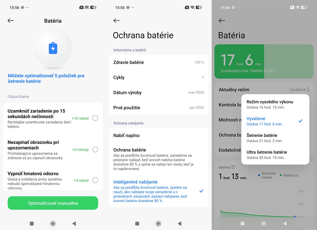 Nastavenia batérie Xiaomi 17T